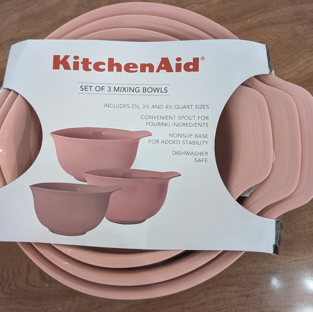 Dried Rose Pink KitchenAid 3-Piece Mixing Bowl Set